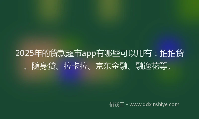 2025年的贷款超市app有哪些可以用有：拍拍贷、随身贷、拉卡拉、京东金融、融逸花等。
