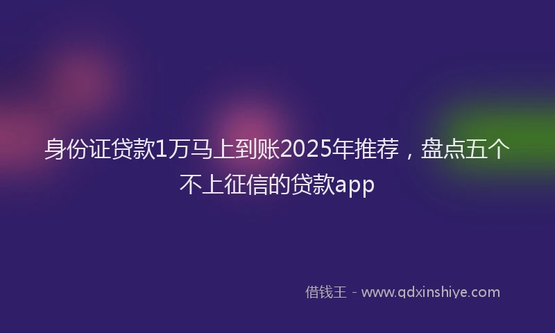 身份证贷款1万马上到账2025年推荐，盘点五个不上征信的贷款app