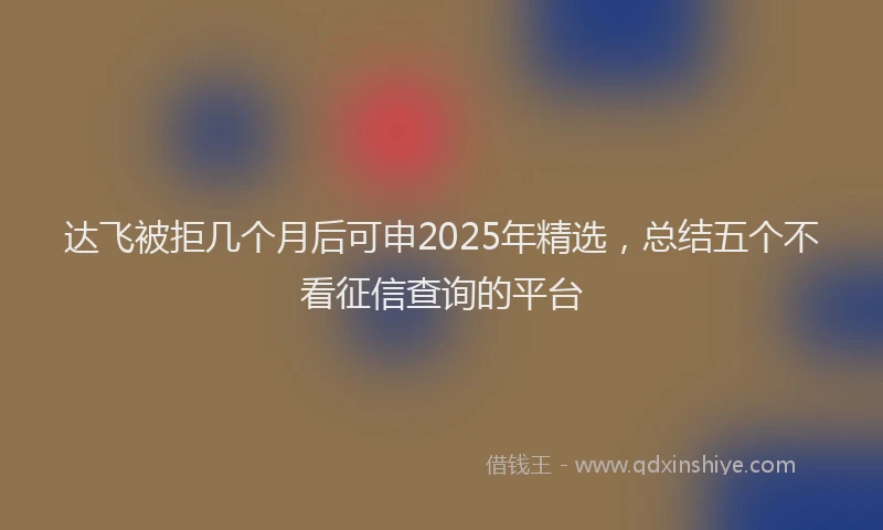 达飞被拒几个月后可申2025年精选，总结五个不看征信查询的平台