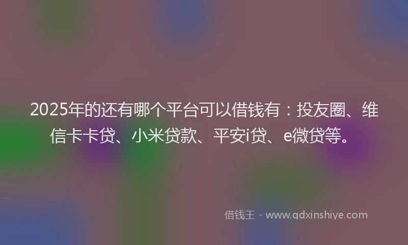 2025年的还有哪个平台可以借钱有：投友圈、维信卡卡贷、小米贷款、平安i贷、e微贷等。