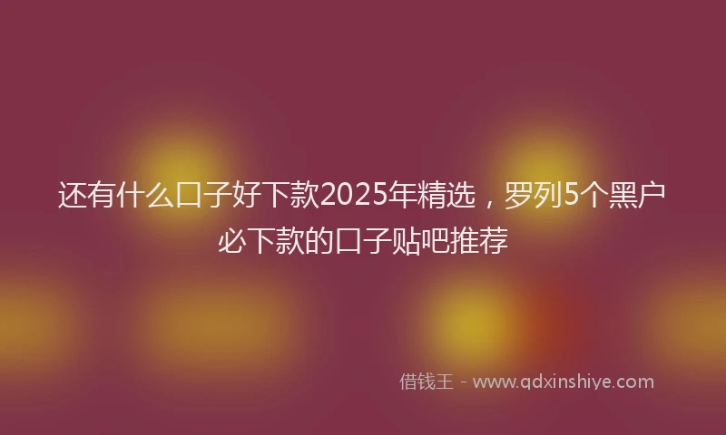 还有什么口子好下款2025年精选，罗列5个黑户必下款的口子贴吧推荐