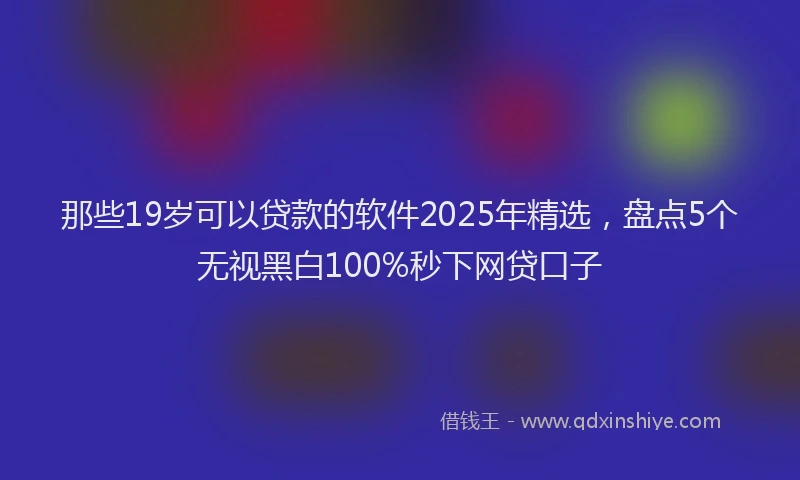 那些19岁可以贷款的软件2025年精选，盘点5个无视黑白100%秒下网贷口子