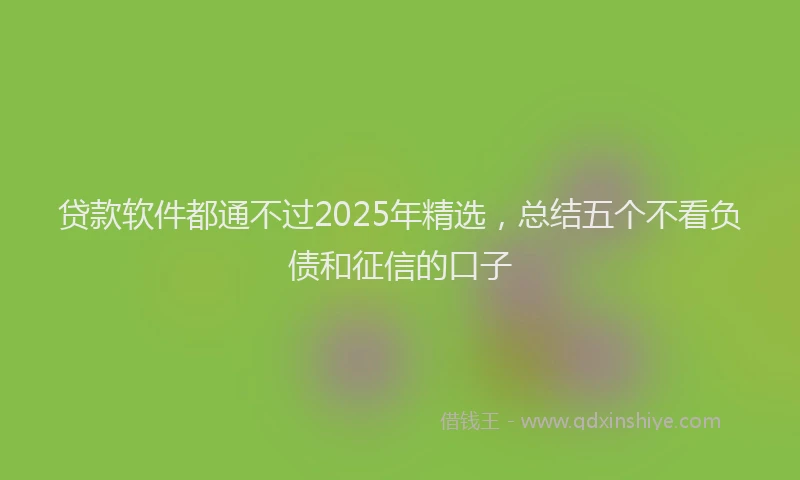 贷款软件都通不过2025年精选，总结五个不看负债和征信的口子