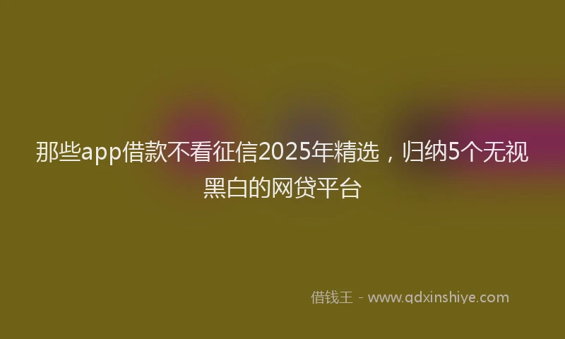 那些app借款不看征信2025年精选，归纳5个无视黑白的网贷平台