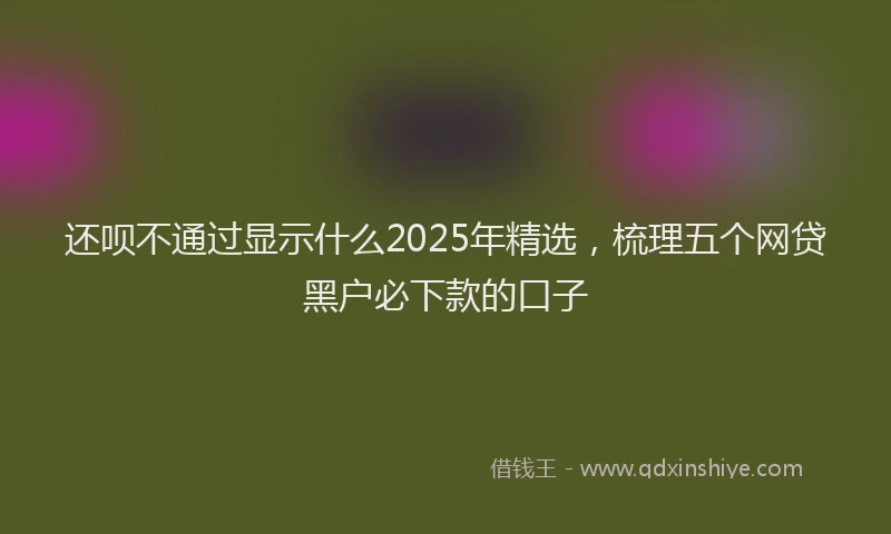 还呗不通过显示什么2025年精选，梳理五个网贷黑户必下款的口子