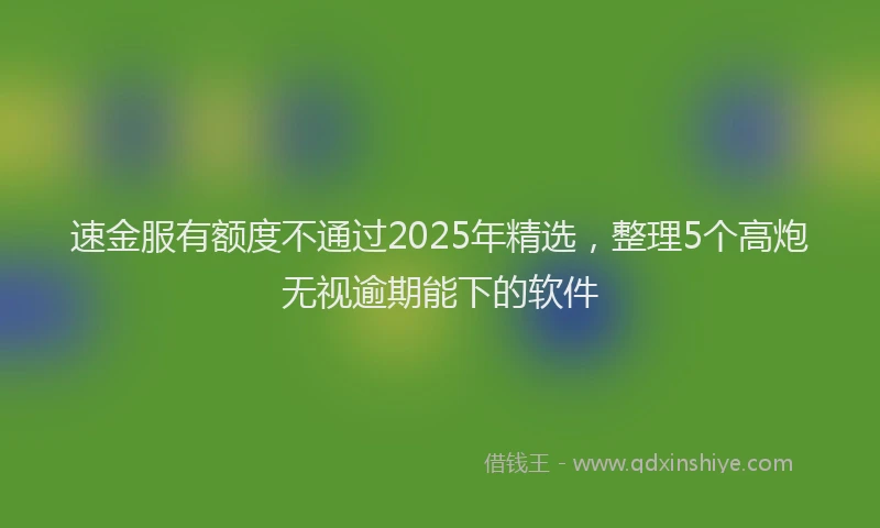 速金服有额度不通过2025年精选，整理5个高炮无视逾期能下的软件