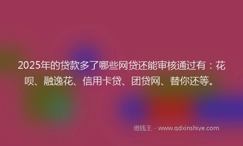 2025年的贷款多了哪些网贷还能审核通过有：花呗、融逸花、信用卡贷、团贷网、替你还等。