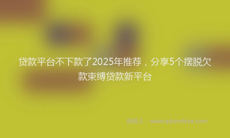 贷款平台不下款了2025年推荐，分享5个摆脱欠款束缚贷款新平台