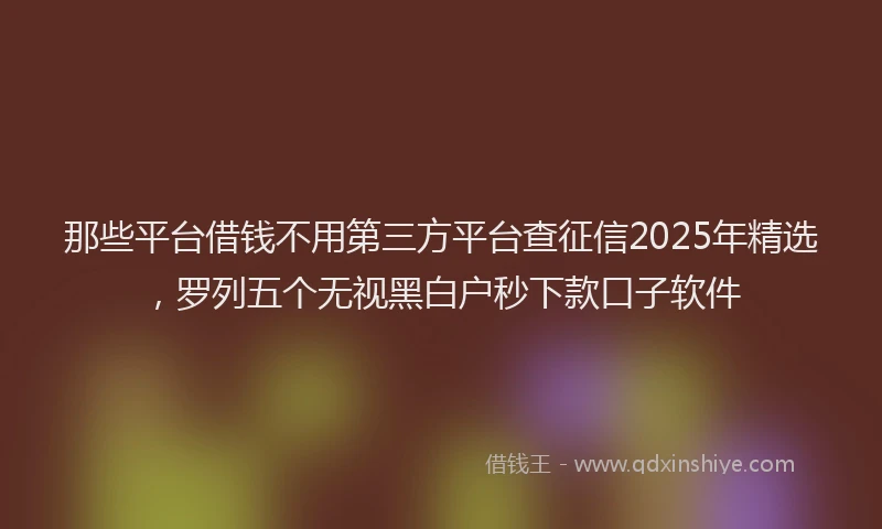 那些平台借钱不用第三方平台查征信2025年精选，罗列五个无视黑白户秒下款口子软件