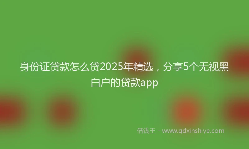 身份证贷款怎么贷2025年精选，分享5个无视黑白户的贷款app