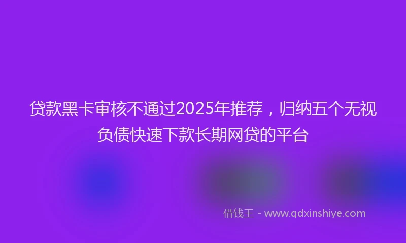 贷款黑卡审核不通过2025年推荐，归纳五个无视负债快速下款长期网贷的平台