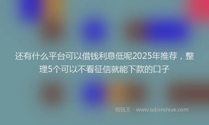 还有什么平台可以借钱利息低呢2025年推荐，整理5个可以不看征信就能下款的口子