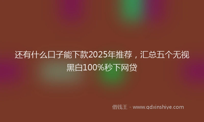 还有什么口子能下款2025年推荐，汇总五个无视黑白100%秒下网贷