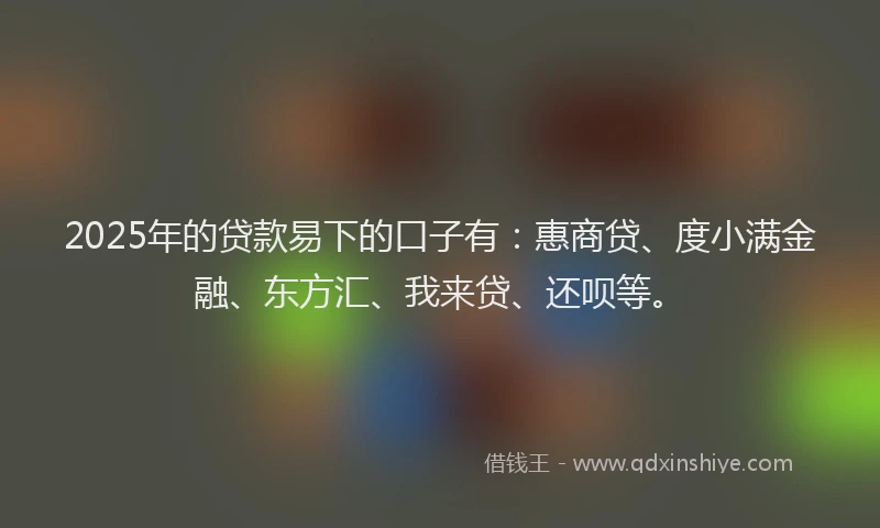 2025年的贷款易下的口子有：惠商贷、度小满金融、东方汇、我来贷、还呗等。