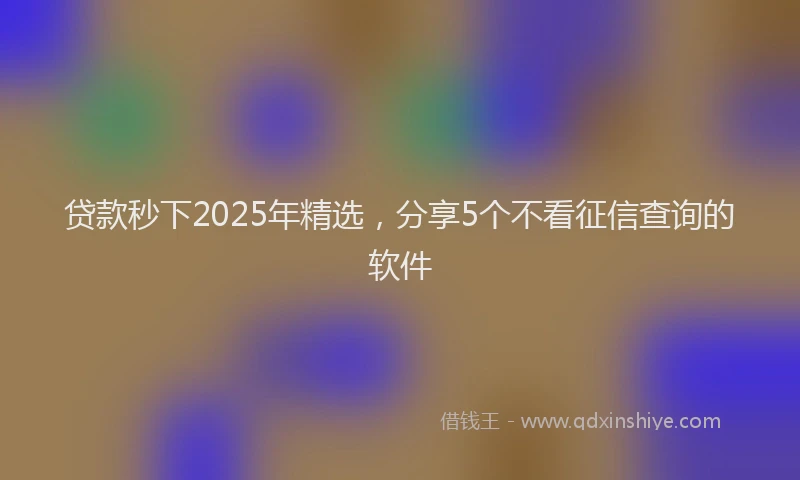 贷款秒下2025年精选，分享5个不看征信查询的软件