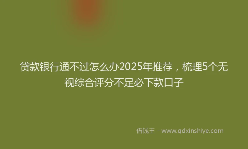贷款银行通不过怎么办2025年推荐，梳理5个无视综合评分不足必下款口子