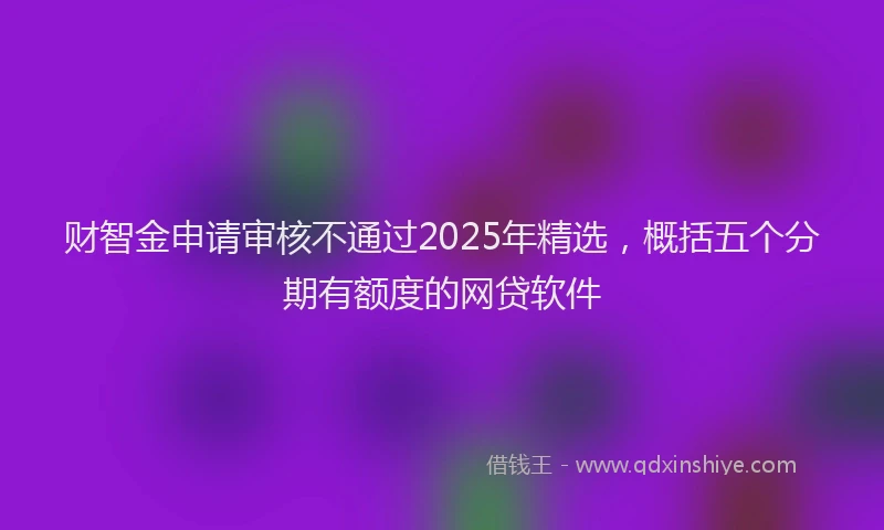 财智金申请审核不通过2025年精选，概括五个分期有额度的网贷软件