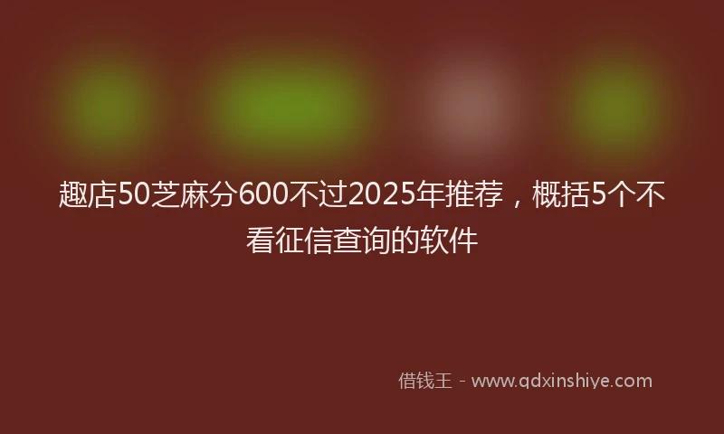 趣店50芝麻分600不过2025年推荐，概括5个不看征信查询的软件