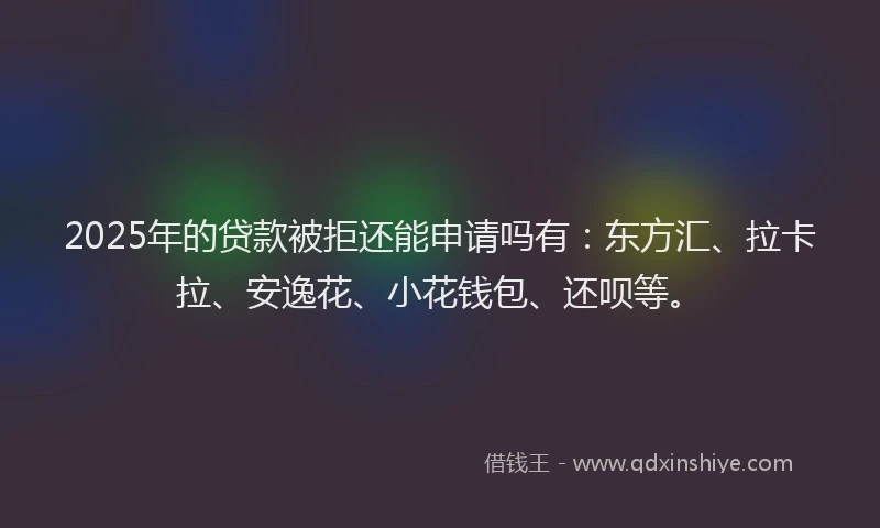 2025年的贷款被拒还能申请吗有：东方汇、拉卡拉、安逸花、小花钱包、还呗等。