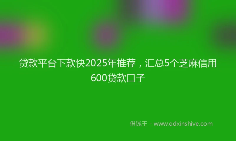 贷款平台下款快2025年推荐，汇总5个芝麻信用600贷款口子