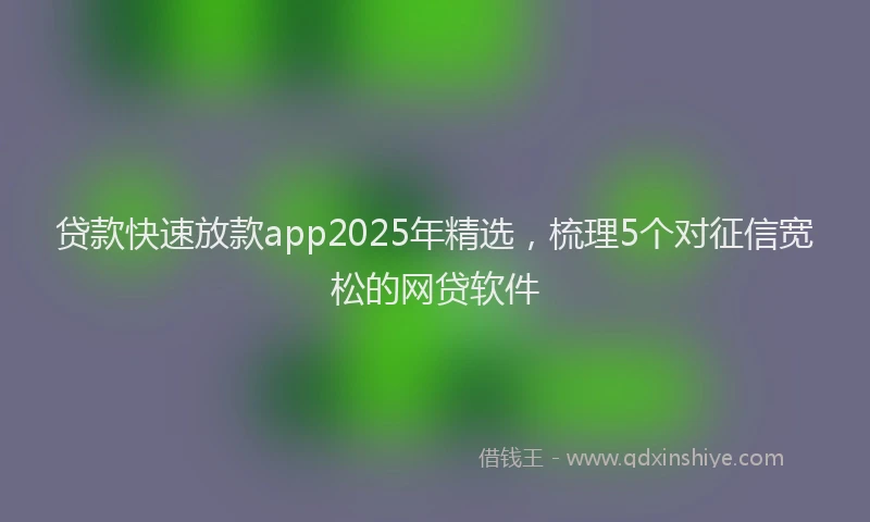 贷款快速放款app2025年精选，梳理5个对征信宽松的网贷软件