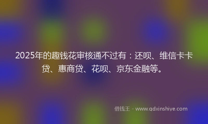 2025年的趣钱花审核通不过有：还呗、维信卡卡贷、惠商贷、花呗、京东金融等。