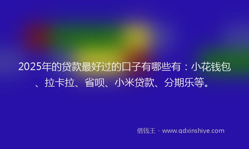 2025年的贷款最好过的口子有哪些有：小花钱包、拉卡拉、省呗、小米贷款、分期乐等。