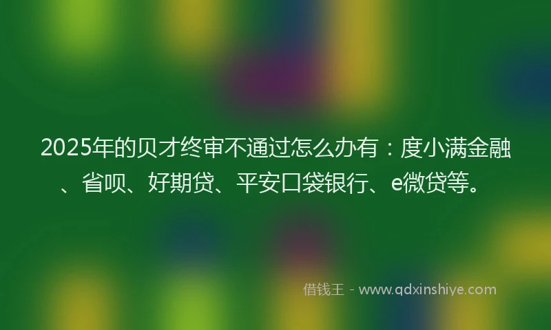 2025年的贝才终审不通过怎么办有：度小满金融、省呗、好期贷、平安口袋银行、e微贷等。