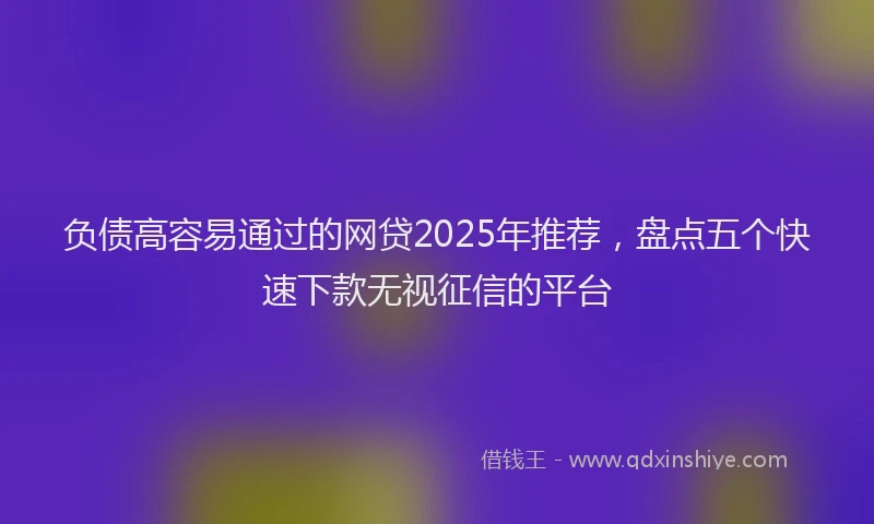 负债高容易通过的网贷2025年推荐，盘点五个快速下款无视征信的平台