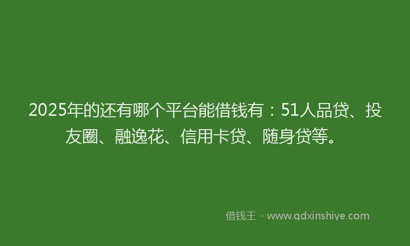 2025年的还有哪个平台能借钱有：51人品贷、投友圈、融逸花、信用卡贷、随身贷等。