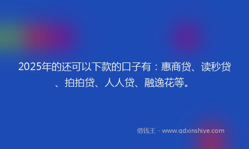 2025年的还可以下款的口子有：惠商贷、读秒贷、拍拍贷、人人贷、融逸花等。
