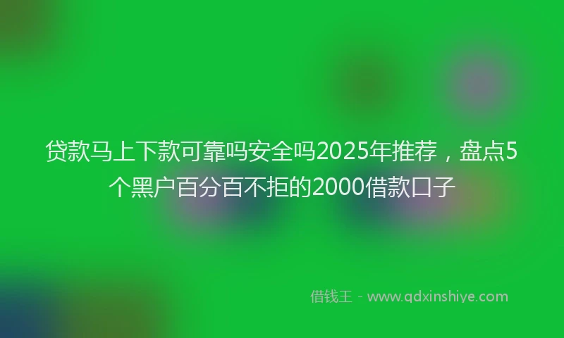贷款马上下款可靠吗安全吗2025年推荐，盘点5个黑户百分百不拒的2000借款口子