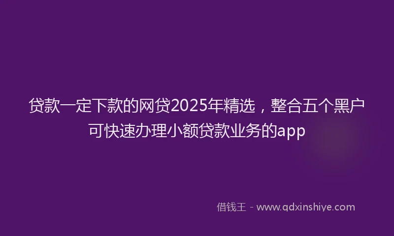 贷款一定下款的网贷2025年精选，整合五个黑户可快速办理小额贷款业务的app