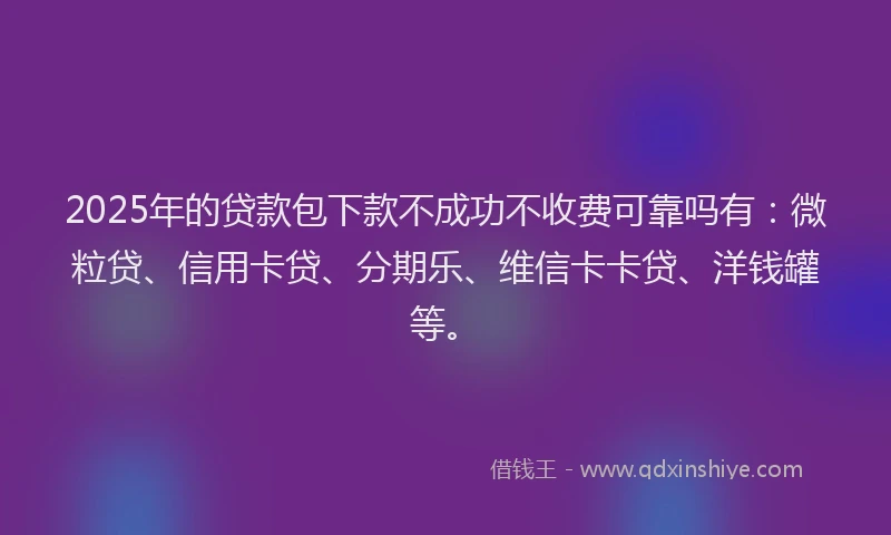 2025年的贷款包下款不成功不收费可靠吗有：微粒贷、信用卡贷、分期乐、维信卡卡贷、洋钱罐等。