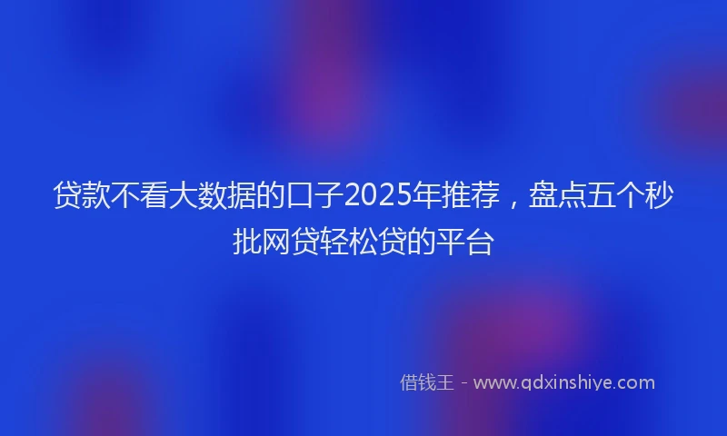贷款不看大数据的口子2025年推荐，盘点五个秒批网贷轻松贷的平台