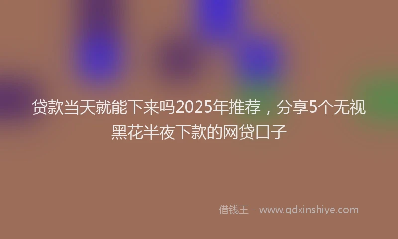 贷款当天就能下来吗2025年推荐，分享5个无视黑花半夜下款的网贷口子
