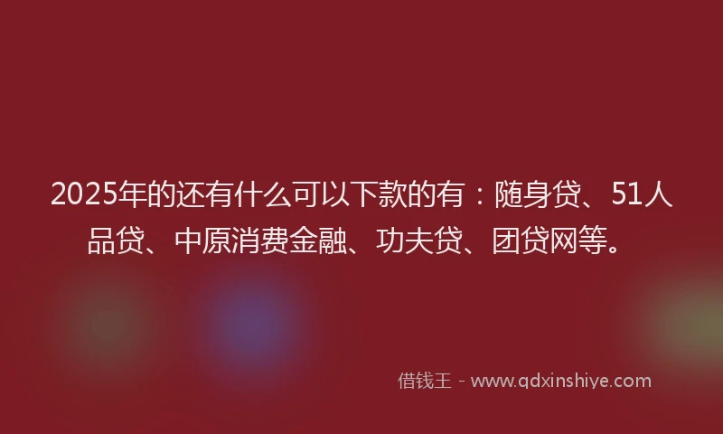 2025年的还有什么可以下款的有：随身贷、51人品贷、中原消费金融、功夫贷、团贷网等。