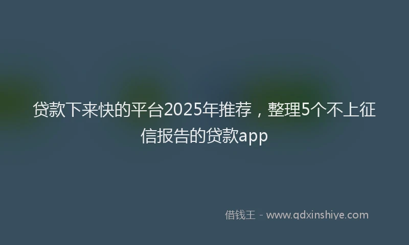 贷款下来快的平台2025年推荐，整理5个不上征信报告的贷款app