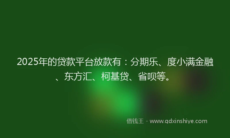 2025年的贷款平台放款有：分期乐、度小满金融、东方汇、柯基贷、省呗等。