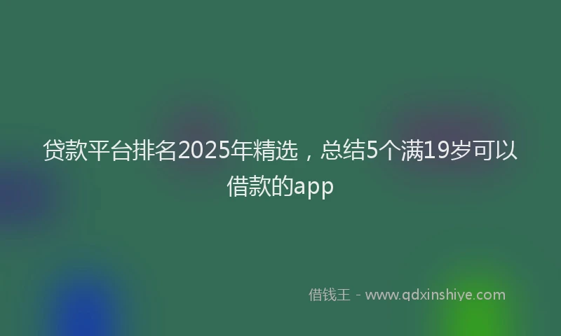 贷款平台排名2025年精选，总结5个满19岁可以借款的app