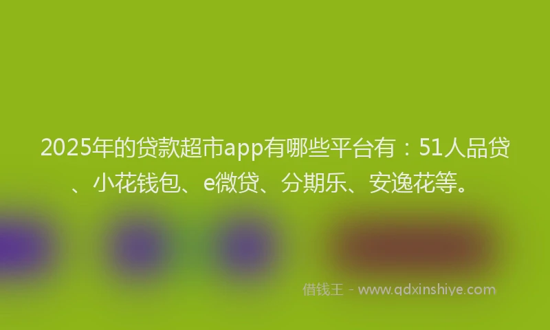 2025年的贷款超市app有哪些平台有：51人品贷、小花钱包、e微贷、分期乐、安逸花等。
