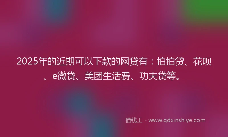 2025年的近期可以下款的网贷有：拍拍贷、花呗、e微贷、美团生活费、功夫贷等。