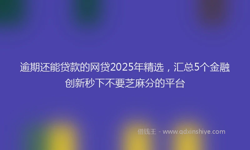 逾期还能贷款的网贷2025年精选，汇总5个金融创新秒下不要芝麻分的平台