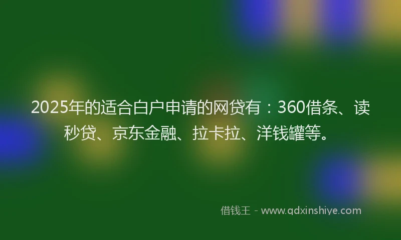 2025年的适合白户申请的网贷有：360借条、读秒贷、京东金融、拉卡拉、洋钱罐等。