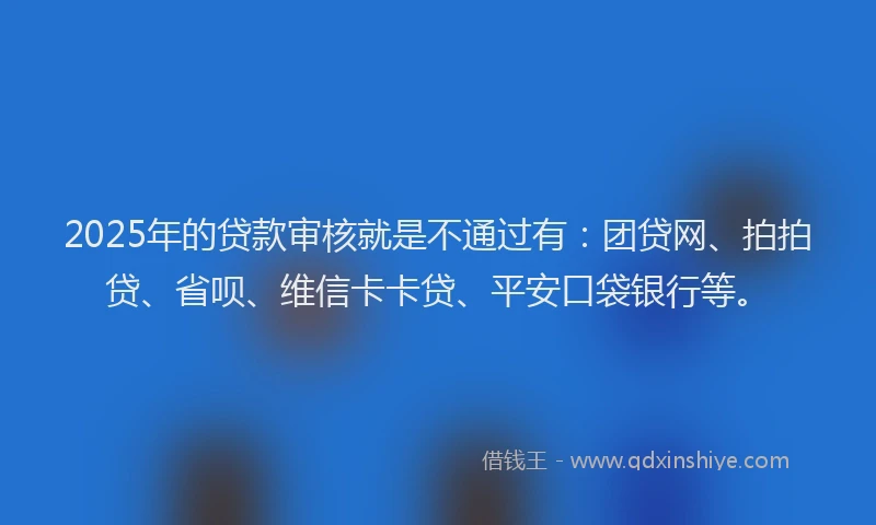 2025年的贷款审核就是不通过有：团贷网、拍拍贷、省呗、维信卡卡贷、平安口袋银行等。