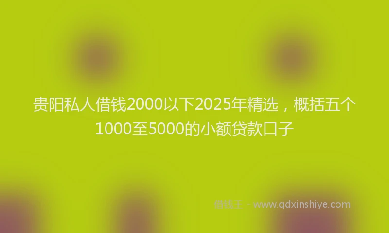 贵阳私人借钱2000以下2025年精选，概括五个1000至5000的小额贷款口子