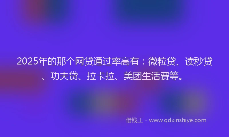 2025年的那个网贷通过率高有：微粒贷、读秒贷、功夫贷、拉卡拉、美团生活费等。