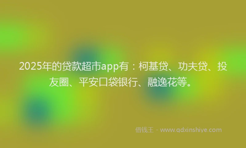 2025年的贷款超市app有：柯基贷、功夫贷、投友圈、平安口袋银行、融逸花等。