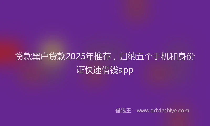 贷款黑户贷款2025年推荐，归纳五个手机和身份证快速借钱app