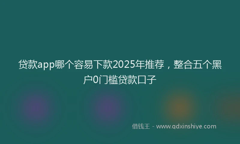 贷款app哪个容易下款2025年推荐，整合五个黑户0门槛贷款口子